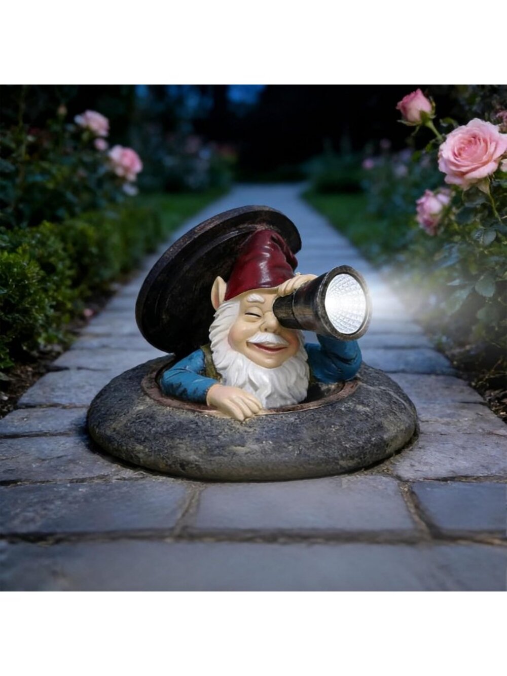 Funny Solar Garden Gnome Statue - Waterproof Outdoor Decor for Yard & Patio